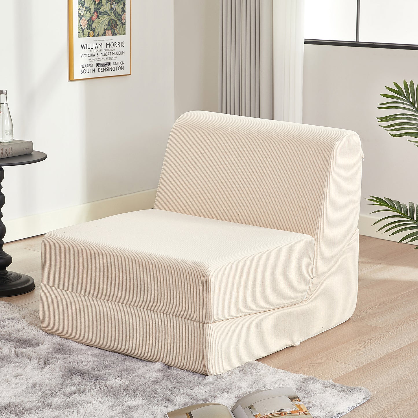 BIGSYY Fold Out Chair Bed, Futon Couch, Convertible Sofa Bed, Foldable Memory Foam Sleeper, Floor Sofa Couch for Living Room, Bedroom, Guest Room, Corduroy